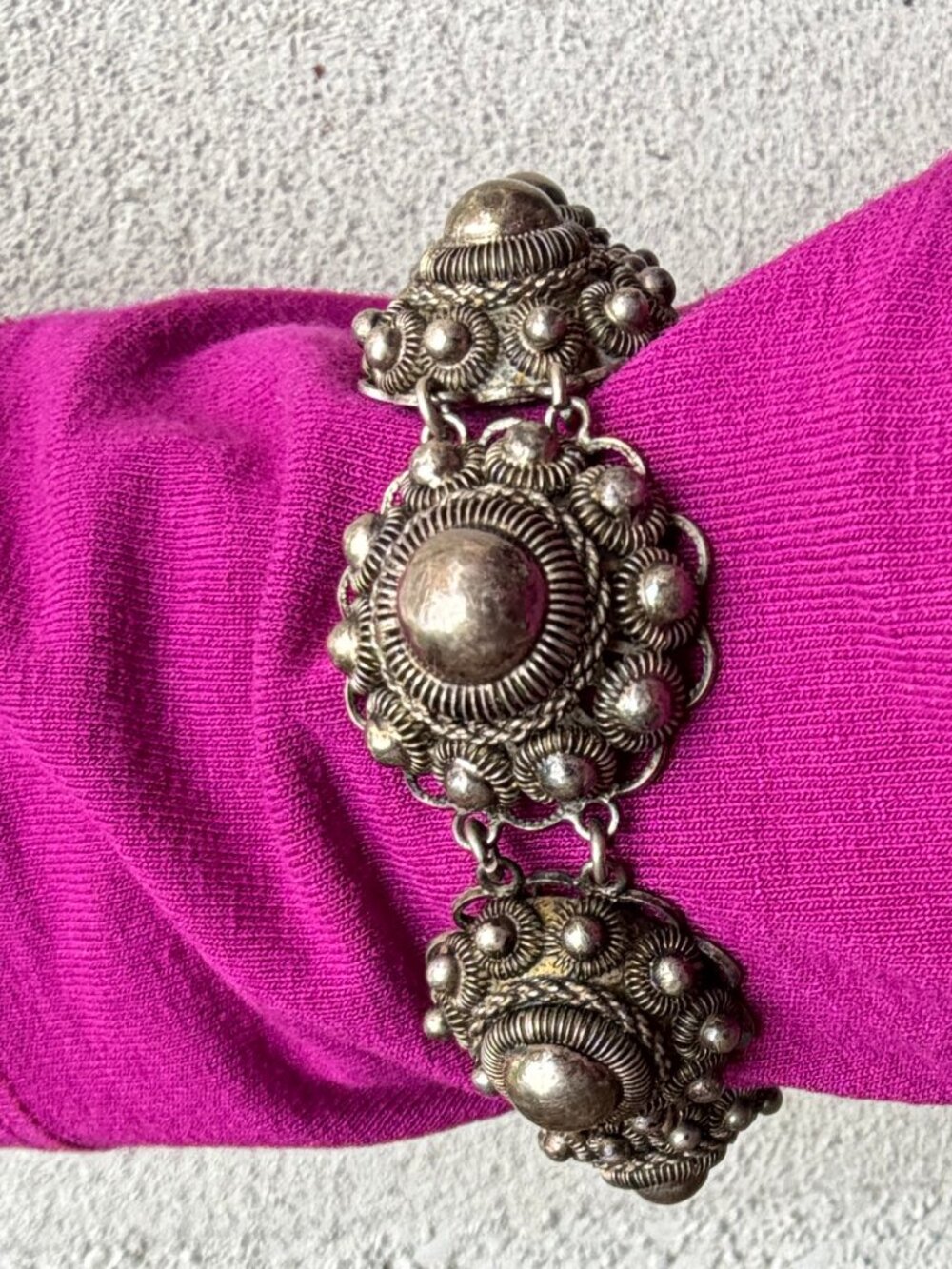 Antique Victorian Silver Detailed Braided Medieval Bracelet